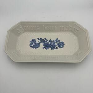 Pfaltzgraff A Joyous Heart Tray Blue Floral Stoneware 13x6 Vintage USA